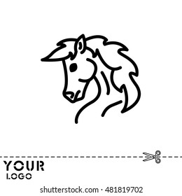 Web line icon. Horse; wild animals; livestock