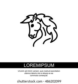 Web line icon. Horse; wild animals; livestock