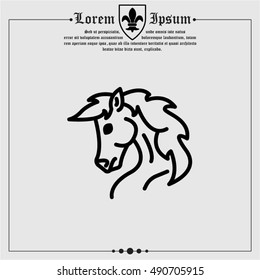 Web line icon. Horse; wild animals; livestock
