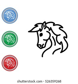 Web line icon. Horse; wild animals; livestock