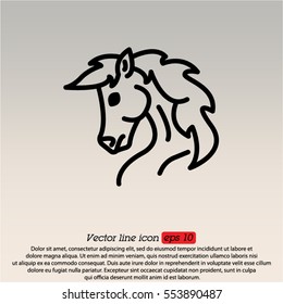 Web line icon. Horse; wild animals; livestock
