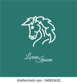 Web line icon. Horse; wild animals; livestock
