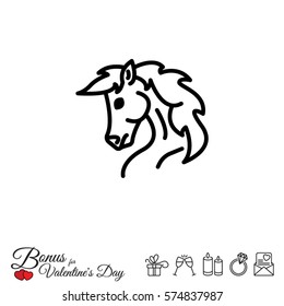 Web line icon. Horse; wild animals; livestock