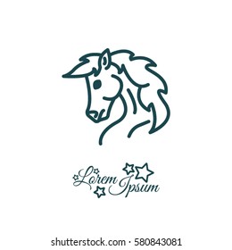 Web line icon. Horse; wild animals; livestock