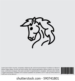 Web line icon. Horse; wild animals; livestock