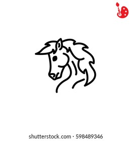 Web line icon. Horse; wild animals; livestock
