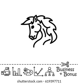 Web line icon. Horse; wild animals; livestock