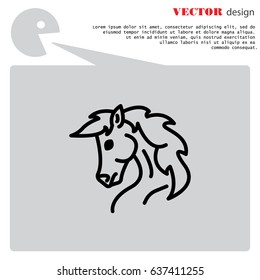 Web line icon. Horse; wild animals; livestock