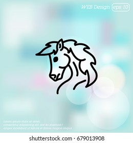 Web line icon. Horse; wild animals; livestock