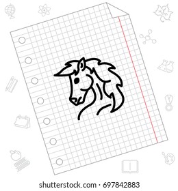 Web line icon. Horse; wild animals; livestock