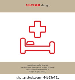 Web line icon. Hospital bed and cross