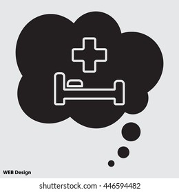 Web line icon. Hospital bed and cross