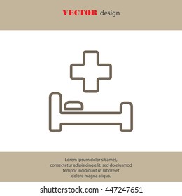 Web line icon. Hospital bed and cross