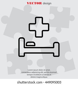Web line icon. Hospital bed and cross