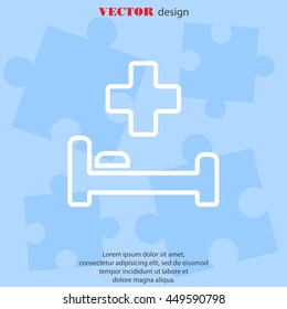 Web line icon. Hospital bed and cross