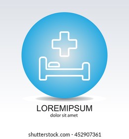 Web line icon. Hospital bed and cross