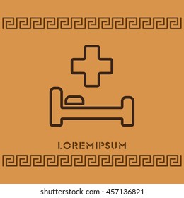 Web line icon. Hospital bed and cross
