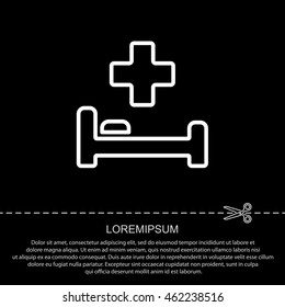Web line icon. Hospital bed and cross