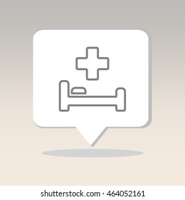 Web line icon. Hospital bed and cross