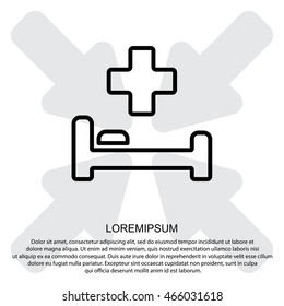 Web line icon. Hospital bed and cross