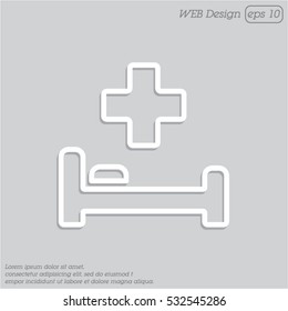Web line icon. Hospital bed and cross