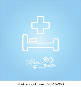 Web line icon. Hospital bed and cross
