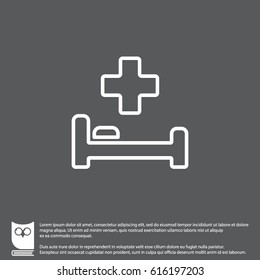 Web line icon. Hospital bed and cross
