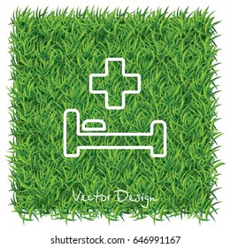Web line icon. Hospital bed and cross
