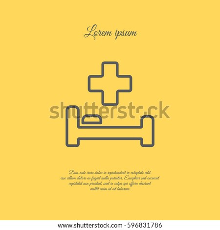 Web line icon. Hospital bed and cross