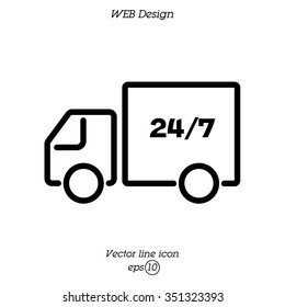 Web line icon. Hour shipping