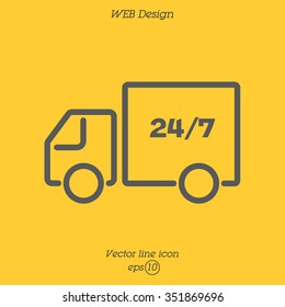 Web line icon. Hour shipping
