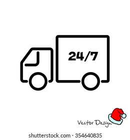 Web line icon. Hour shipping
