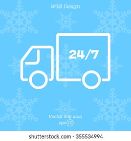 Web line icon. Hour shipping