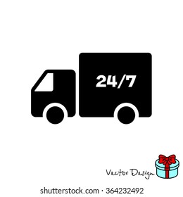 Web line icon. Hour shipping