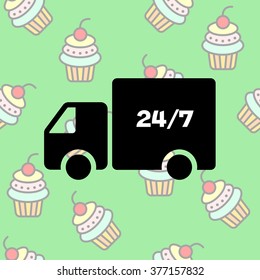 Web line icon. Hour shipping