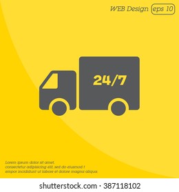 Web line icon. Hour shipping