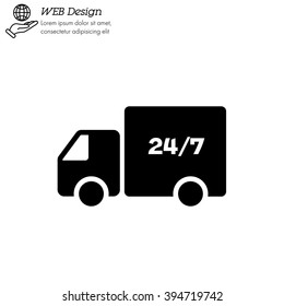 Web line icon. Hour shipping