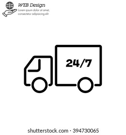 Web line icon. Hour shipping