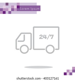 Web line icon. Hour shipping