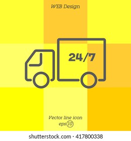 Web line icon. Hour shipping