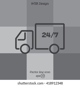 Web line icon. Hour shipping