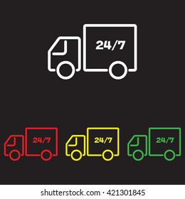Web line icon. Hour shipping