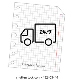 Web line icon. Hour shipping