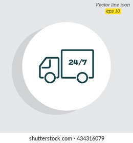 Web line icon. Hour shipping