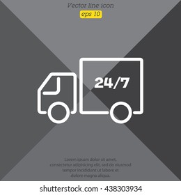Web line icon. Hour shipping