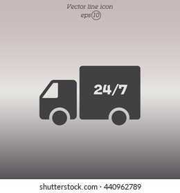 Web line icon. Hour shipping