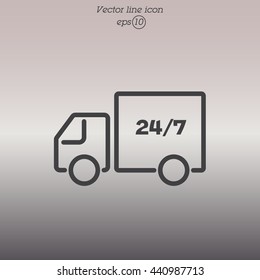 Web line icon. Hour shipping