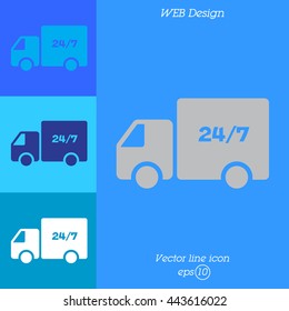 Web line icon. Hour shipping