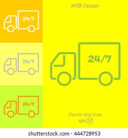 Web line icon. Hour shipping
