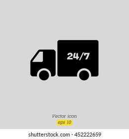 Web line icon. Hour shipping